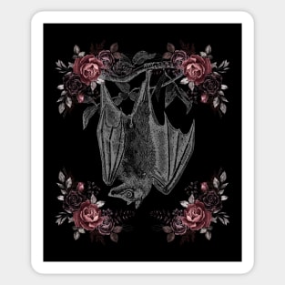 Victorian Floral Vampire Bat Sticker